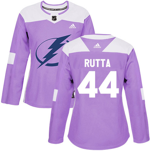Adidas Tampa Bay Lightning #44 Jan Rutta Purple Authentic Fights Cancer Women Stitched NHL Jersey